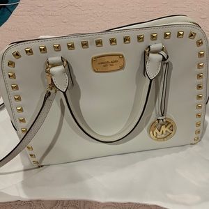 Michael Kors large Saffino white leather satchel